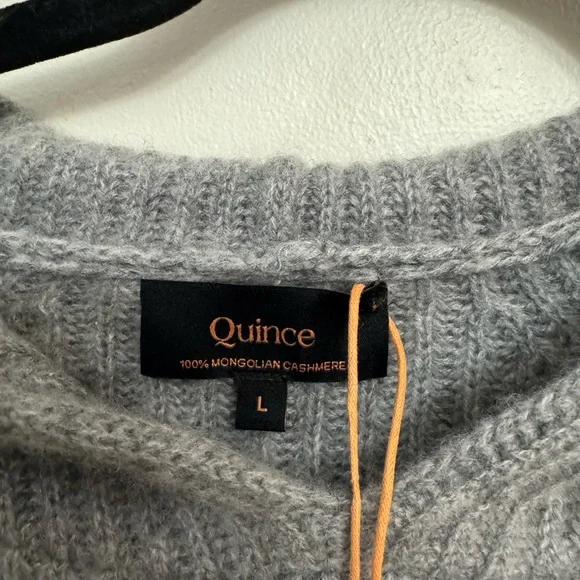 Quince Gray Ribbed Women's Crewneck Sweater - Picture 3 of 4